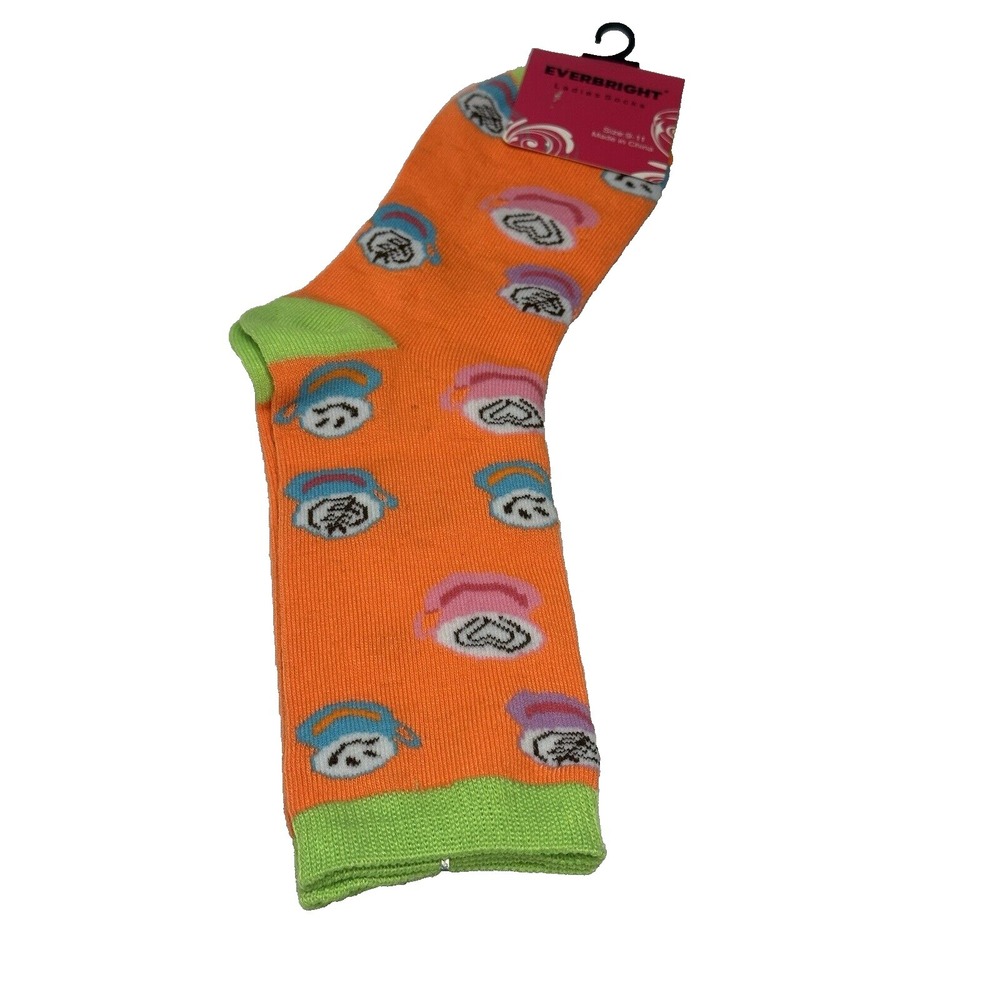 everbright womens high crew socks 1 pair size 9-11 COFFEE LATTE orange